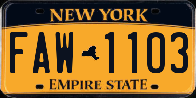NY license plate FAW1103