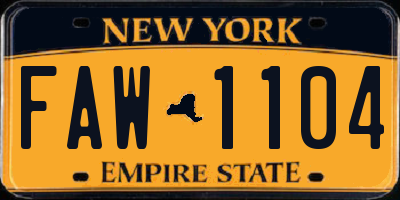 NY license plate FAW1104