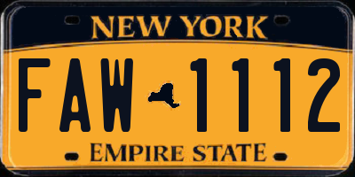 NY license plate FAW1112