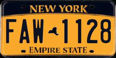 NY license plate FAW1128