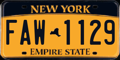 NY license plate FAW1129