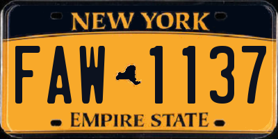 NY license plate FAW1137