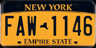 NY license plate FAW1146