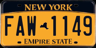 NY license plate FAW1149