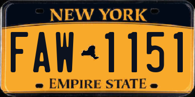 NY license plate FAW1151