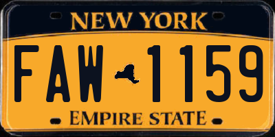 NY license plate FAW1159