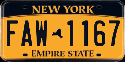 NY license plate FAW1167