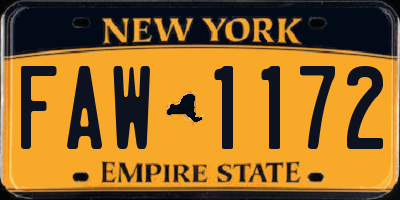 NY license plate FAW1172