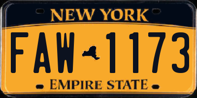 NY license plate FAW1173