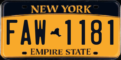 NY license plate FAW1181