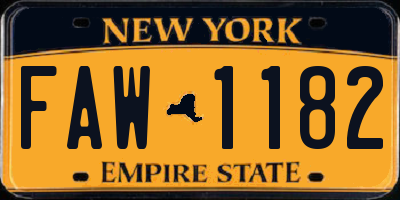 NY license plate FAW1182
