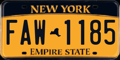 NY license plate FAW1185