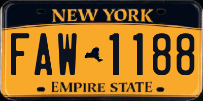 NY license plate FAW1188