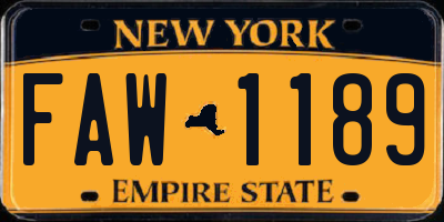 NY license plate FAW1189