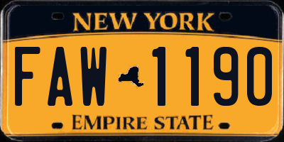 NY license plate FAW1190