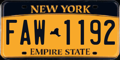 NY license plate FAW1192
