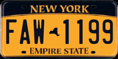 NY license plate FAW1199