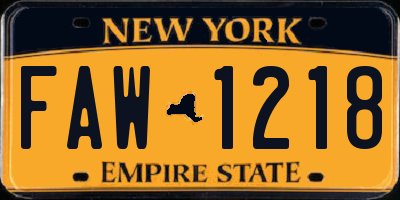 NY license plate FAW1218
