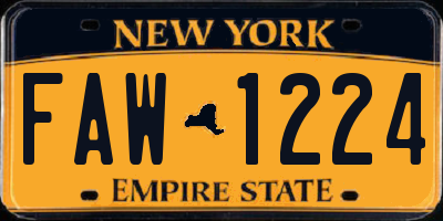NY license plate FAW1224