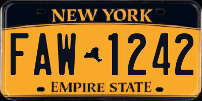 NY license plate FAW1242