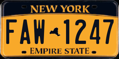 NY license plate FAW1247