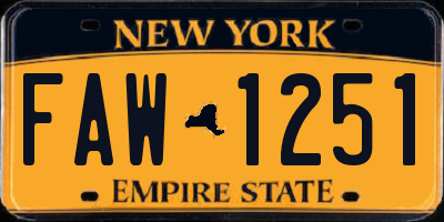 NY license plate FAW1251