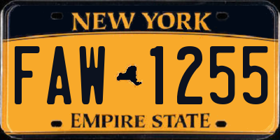 NY license plate FAW1255
