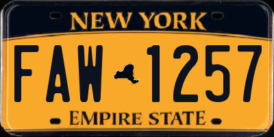 NY license plate FAW1257