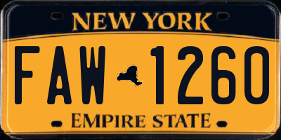 NY license plate FAW1260