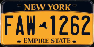NY license plate FAW1262