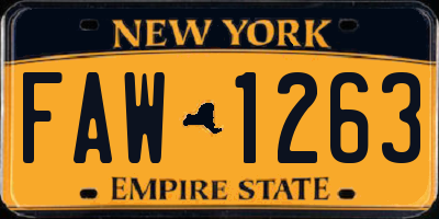 NY license plate FAW1263