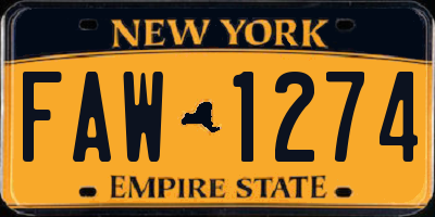 NY license plate FAW1274