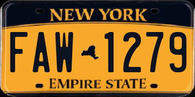 NY license plate FAW1279
