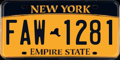 NY license plate FAW1281