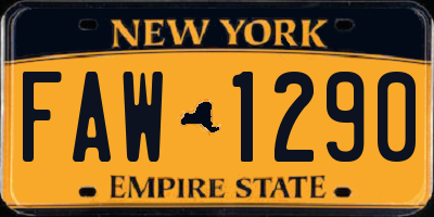 NY license plate FAW1290