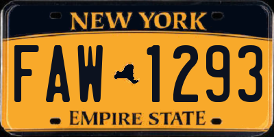 NY license plate FAW1293