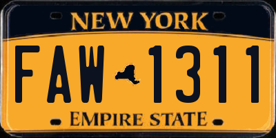 NY license plate FAW1311