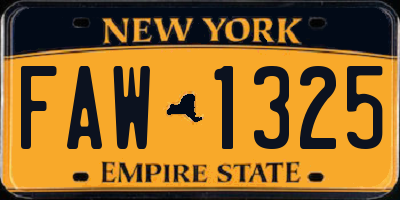 NY license plate FAW1325