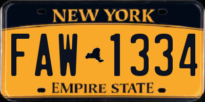 NY license plate FAW1334