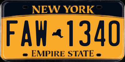 NY license plate FAW1340