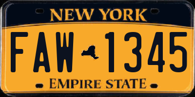 NY license plate FAW1345