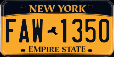 NY license plate FAW1350