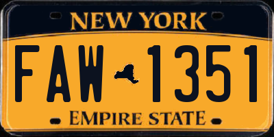 NY license plate FAW1351
