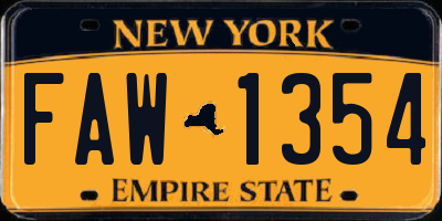 NY license plate FAW1354