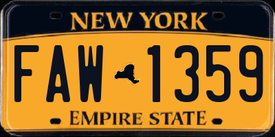 NY license plate FAW1359