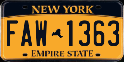 NY license plate FAW1363