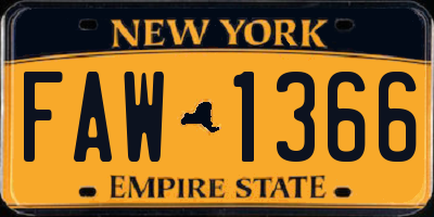 NY license plate FAW1366