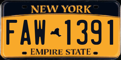 NY license plate FAW1391
