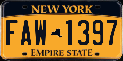 NY license plate FAW1397