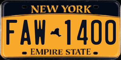 NY license plate FAW1400